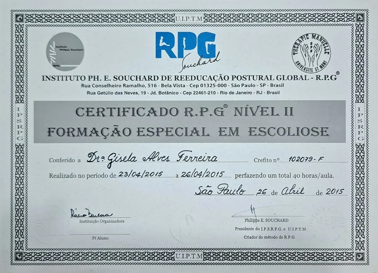Certificado RPG Nível II, Formação Especial em Escoliose